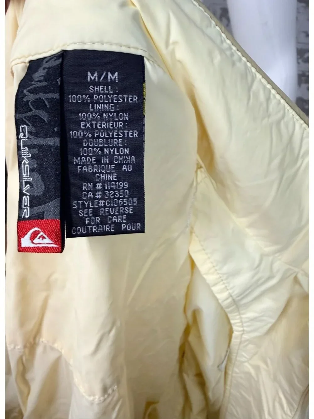 Quiksilver yellow Full-Zip Lightweight Windbreaker Jacket - Men's Size M